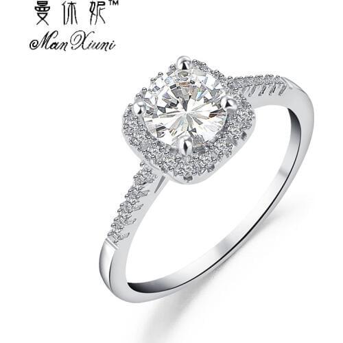 New Copper Romantic Crystal Wedding Rings Charms Love Rings Trend Style Rings Delicate Gift Silvery Jewelry For Women