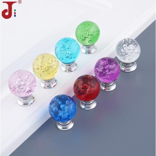 Single Hole Glass Bubble Ball Handle Furniture Handle Dresser Knobs Crystal Cabinet Pull For Furniture Ball Handle