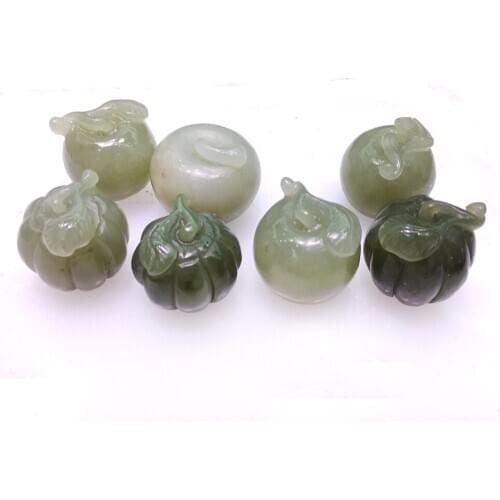Natural Nephrite Pumpkin Pendant Qing Yu apple Necklace Quartz Crystal Jade Pendant Healing Crystal Stone Charms Jewelry Gift