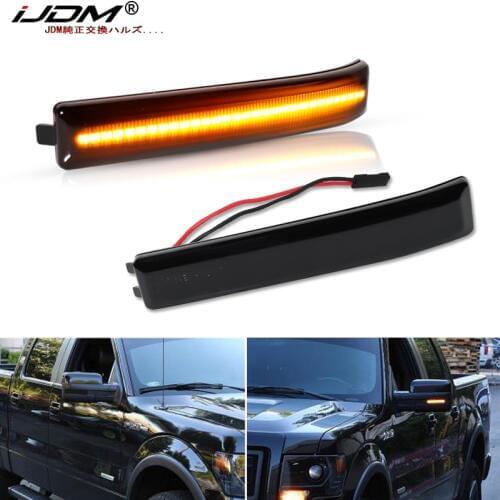 IJDM Amber Full LED Side Mirror Marker Lights For 2009-14 Ford F150 & 2010-14 SVT Raptor, Replace OEM Amber Bulb-Less Reflectors