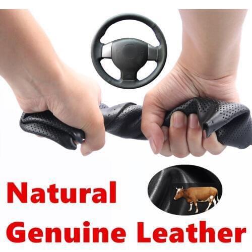 Hand stitched Genuine Calfskin Leather Car Steering Wheel Cover for Nissan Tiida 2004-2010 Sylphy 2006-2011 Versa 2007-2011