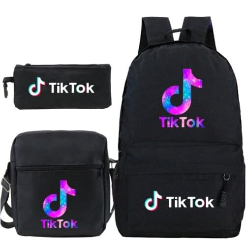 Tik Tok 3Pcs/Set Backpack Student CapacitySchoolbags Pencil Case Shoulder Bags TIK TOK Boys Girls Back to School Mochila Escolar