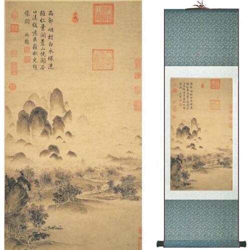 Old fashion painting landscape art painting Chinese traditional art painting China ink painting20190813005