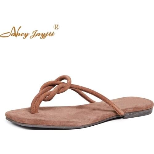 Dark Brown Flip Flops Simple Design Elegant Slippers Summer Street Slides Fashion Women Shoes 2019 Customization Plus Size 16