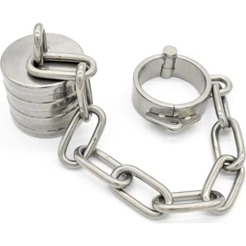 Heavy 304 Stainless Steel Male Chastity Device ,Penis Rings Pendant Ball Scrotum Testicle Lock Clamp,Cock Ring Sex Toys For Men