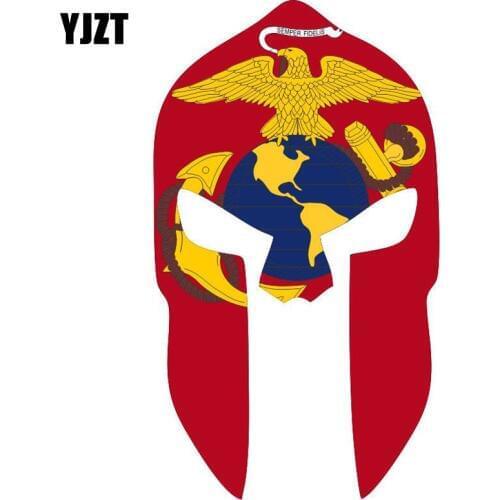 YJZT 8.6CM*15.2CM SPARTAN HELMET MARINE STYLE decal Automobile styling Car Sticker Motorcycle parts C1-7008