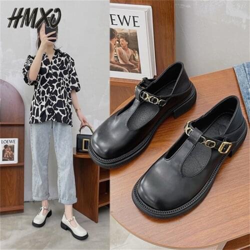 HMXO Mary Jane Pearl Pumps Female Fairy Gentle French Loafers Solid Color Round Toe Thick Sole All-match Mary Jane Single Shoes