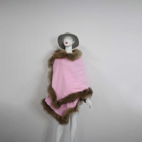 Real Raccoon Shawl Women Poncho High Quality Wool Coat Winter Fashion Women Cape