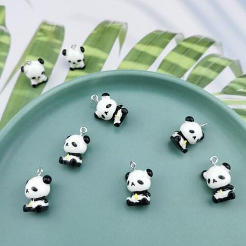 10pcs Classics Cute Resin Kawaii Animal Charm Pendant DIY Handmade Keychain Earring Charm Cartoon Panda