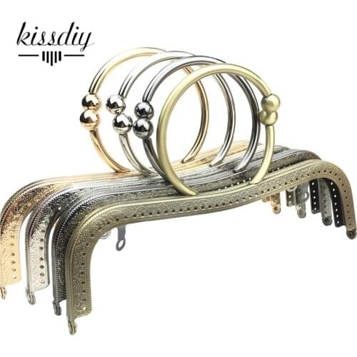 KISSDIY 10pcs DIY 22cm M Ring Metal Purse Frame Antique Bronze silver black kiss clasp Handle for Bag Sewing Craft Tailor Sewer