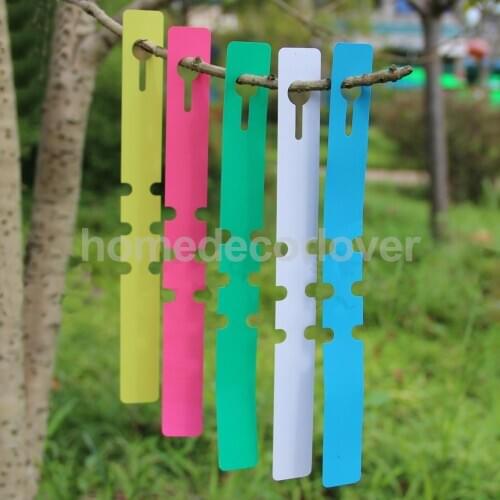 100pcs PVC Greenhouse Gardening Plant Stake Hanging Collar Tag Colorful Label