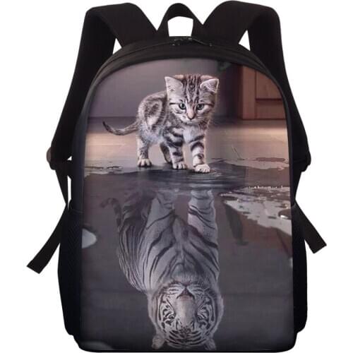 16 Inch Children School Bags Funny 3D Cat Reflection Tiger Printing Shoulder Bag Kids Backpack Custom Bagpack Students Bookbag