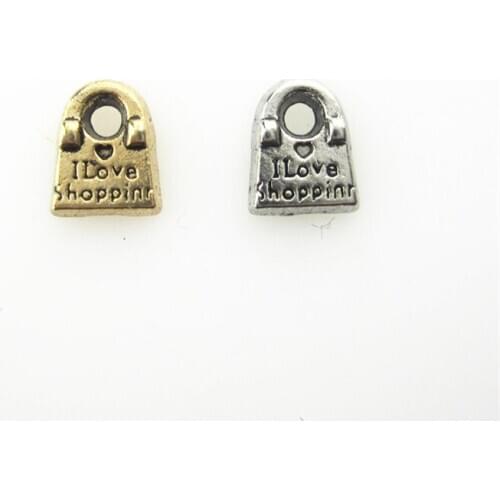 20pcs/lot I Love Shopping Bag Floating Charms for Living Memory Glass Lockets Bag Floating Charms