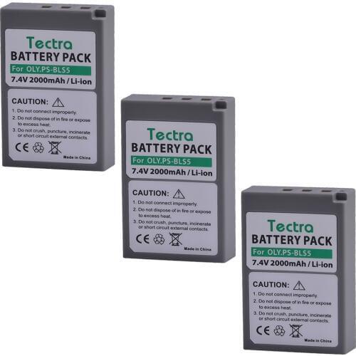 3pack 2000mAh PS-BLS5 BLS-5 BLS 5 BLS-50 BLS 50 Camera Battery for Olympus PEN E-PL2,E-PL5,E-PL6,E-PL7+Charger