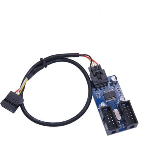 9Pin USB2.0 Header Male 1 to 2 Female Extension Cable Card Motherboard 9-pin 1 to 4 Extension Hub Splitter Adapter Port 30cm