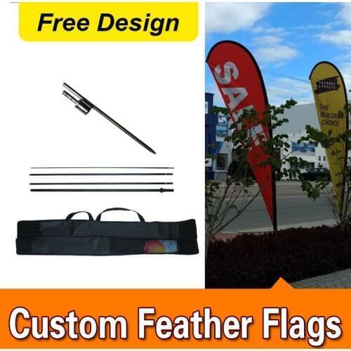 Free Design Free Shipping Double Sided Inground Spike Teardrop Flags Banners Advertising Feather Flags Custom Custom