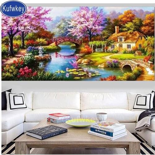 Big Size,Full square/round Diamond Embroidery Spring scene house Diy 5D Diamond Painting Rhinestones Mosaic village landscape