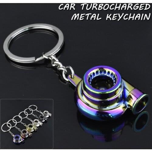 Keychain Mini Turbo Turbocharger Spinning Turbine Key Ring Zinc Alloy Metal Keyring Car Styling JDM Car culture Gift For Rider