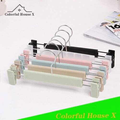 Household Plastic Powerful Pants Clip Stretchable Adult Hanger Clip Plain Multifunctional Pants Rack Windproof And Non-Slip Pink