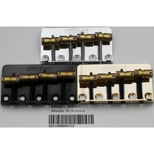 Wilkinson WBBC Four 4 Strings Electric Bass Bridge With Brass Saddles For Precision Jazz Bass Chrome Silver Black Gold