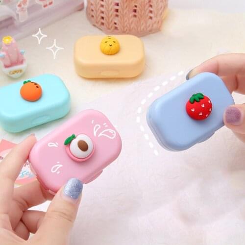 Lovely Flower Eyes Contact Lens Container Box Travel Kit Cute Girl Fruit Contact Lens Case Box with Mirror Women Mini Square