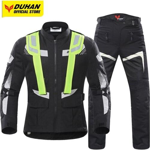 DUHAN Summer Motorcycle Jacket Breathable Mesh Fabric Motocross Jacket Moisture Wicking Lightweight Clothing Reflective Strip