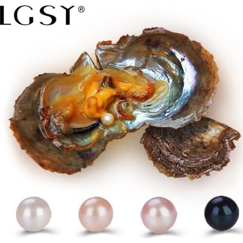 LGSY 100% Natural 7-8mm Round Pearl Fashion Jewellery Black White Pink Purple Saltwater Beads Saltwater Bead Oysters Pearl WP366