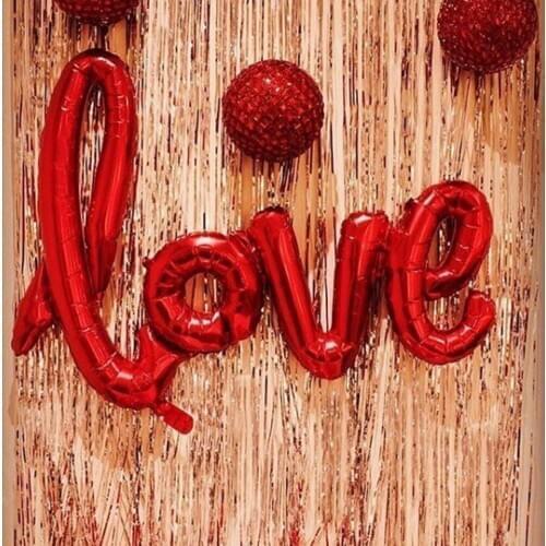 Ligatures Love Letter Foil Balloon Anniversary Wedding Birthday Valentines Day Decoration Red Rose Gold Love Ballon Photo Props