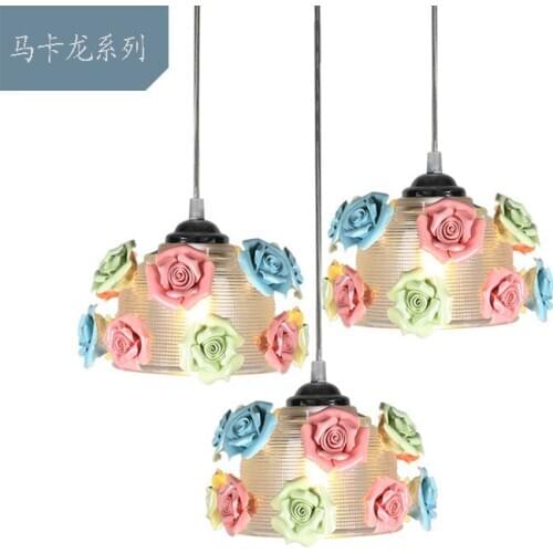 Clothing store chandelier three head Nordic macarone chandelier single head glass dining room cafeteria Shop Lighting