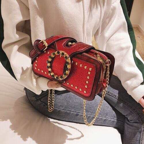 Sequins small bag female 2020 new wave Korean version of the fashion clip small square bag foreign gas chain slung shoulder bag