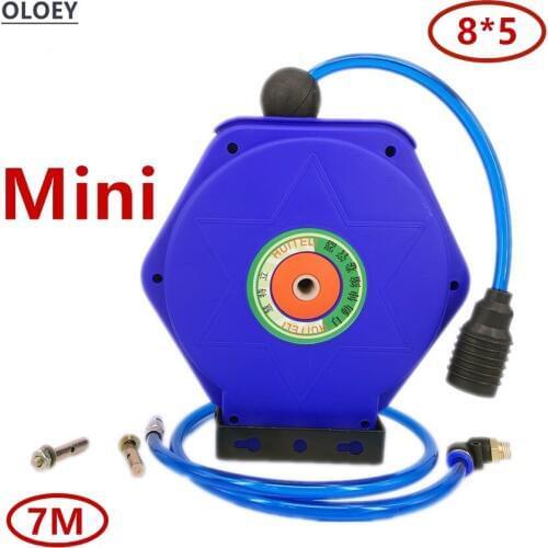7M Mini gas drum Automatic Retractable Reel Telescopic Drum Hose PU8*5 OD 8MM ID 5MM Automotive Air Hose Reel Pneumatic PU Tube