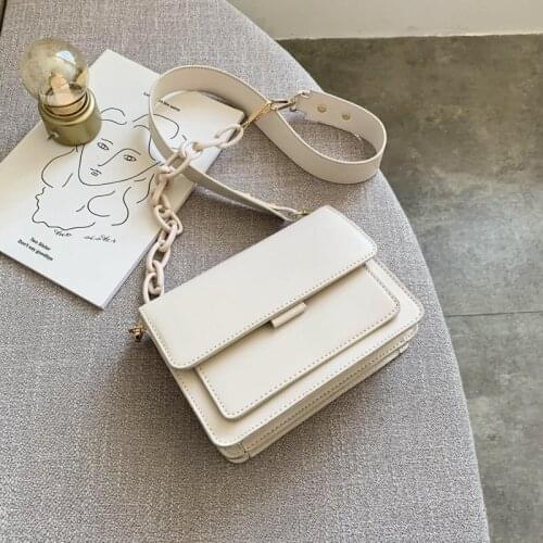 Chain Design Mini PU Leather Flap Bags For Women 2021 Summer Lady Shoulder Handbag Female Fashion Cross Body Bag womans