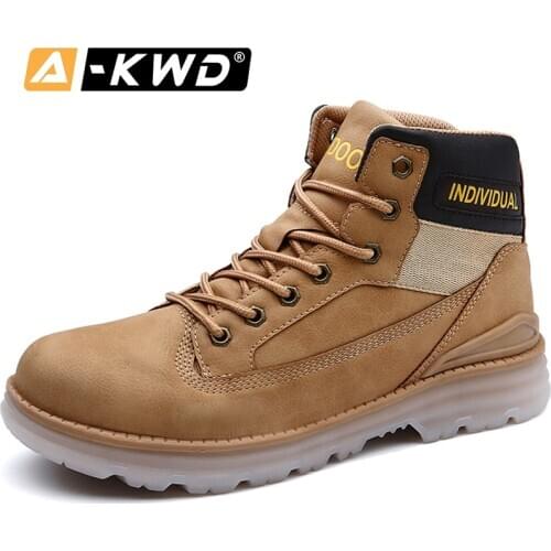 Fashion Work Shoes Men Chaussures Homme Hiver Sport Shoes Men High Top Sneakers Man Pu Leather Ankle Boots Men Lace-up Footwear
