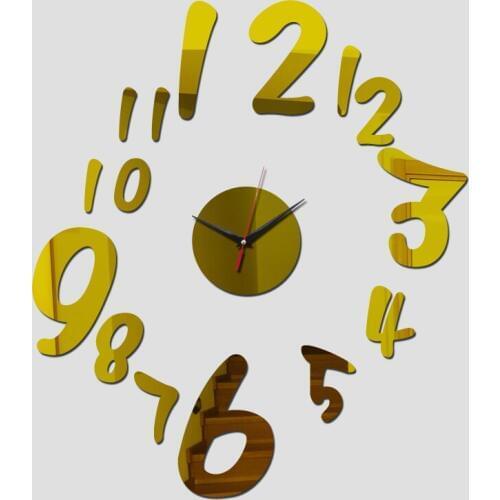 2019 hot fashion home decor wall acrylic clocks modern design luxury real mirror quartz clock 3d crystal watches