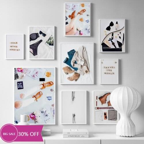 Fashion girl clothes travel makeup quotes Nordic posters and prints murals living room decoration canvas paintings