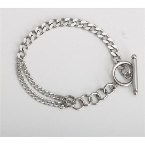 Fashion word buckle stitching double-layer bracelet chain wild men and women bracelet hot sale