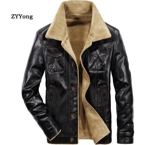2020 Men Jackets Winter Mens Jackets Plus Velvet Warm Jacket-Bombers Fashion Leather Jacket For Men Large Coats M-4XL