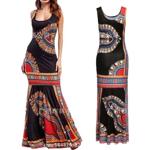 New African Tranditional Long Dress Vintage Hippie Dashiki caftan ethnic Indian
