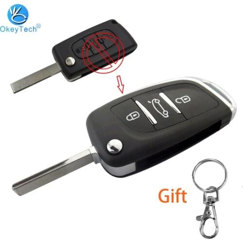 OkeyTech Modified Flip Car Key Shell Remote Key Case For C-itroen C2 C3 C4 C5 C6 XSARA PICA For P-eugeot 306 407 807 2/3 Buttons