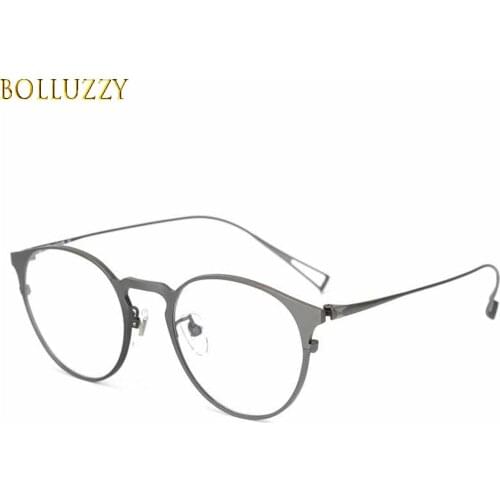 Pure Titanium Eyeglasses Frames Vintage Round Optical Prescription Glasses Eye Wear with Clear Lens Brand Design Men and Women