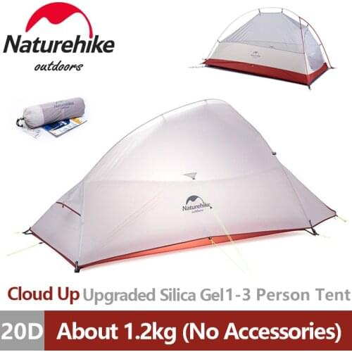 Naturehike Cloud Up Serie 20D Nylon Camping Tent Outdoor Beach Ultralight 1-3 Person Double Layer Backpacking Tent with Free Mat