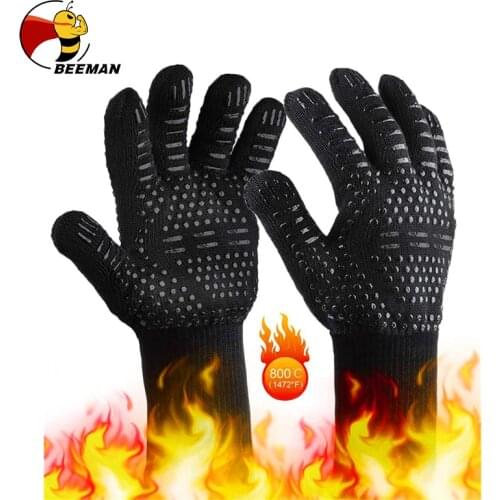 BEEMAN Hot BBQ Grilling Cooking Gloves Extreme Heat Resistant Oven Welding Gloves High Quality Kitchen Barbecue Glove Preventor