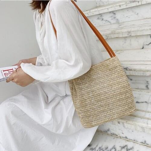 Straw bag woven bag womens shoulder bag beach bag rattan cosmetic bag