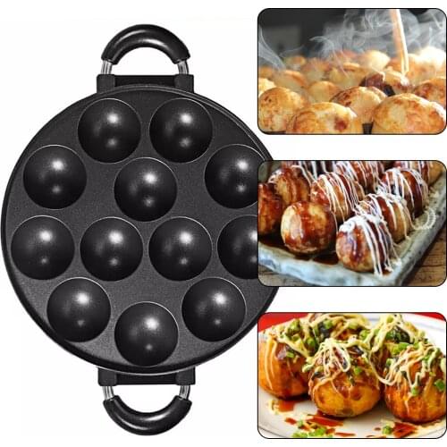 12 Holes Takoyaki Maker Grill Pan Octopus Ball Plate Home Cooking Baking Forms Mold Tray Baking Pan For Kitchen Tools