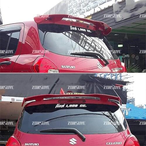 Use For Suzuki Celerio Spoiler ABS Plastic Carbon Fiber Look Hatchback Roof Rear Wing Body Kit Accessories