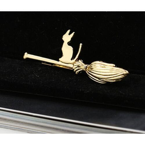 RONGQING Fashion Jewelry Tie Clips & Cufflinks Happy Halloween Witch Broom cat Animal cufflinks for Woman mens 2020 new