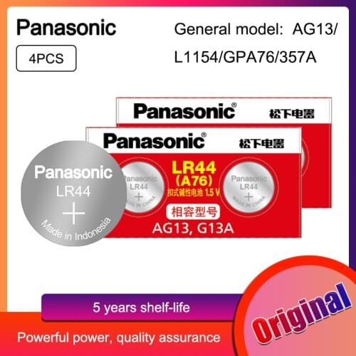 4pcs/lot Panasonic AG13 Coin Cell Battery LR44 303 357 357A D76A G13 Alkaline Button Batteries 1.5V For Watch Electronic Remote