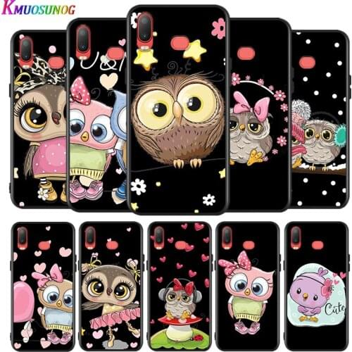 Lovely Animal Owl for Samsung Galaxy A9 A8 Star A750 A7 A6 A5 A3 Plus 2018 2017 2016 Silicone Black Phone Case Soft Cover