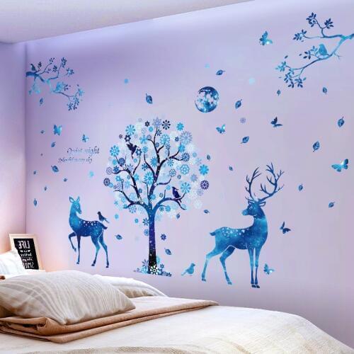 Big 60*90cm Ins Nordic Style PVC Wall Stickers Flamingo Wings Unicorn Swan Turtle Whale Feather for Kids Room Bedroom Home Decor