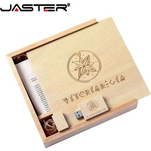 JASTER (10 PCS Free LOGO) Photo Unique Album walnut Wood USB+Box Pendrive USB flash drive 8GB 16GB Photography(170*170*35mm)